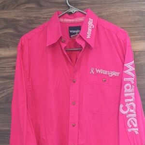 RARE Wrangler Tough Enough To Wear Pink Western Embroidered Shirt Limited